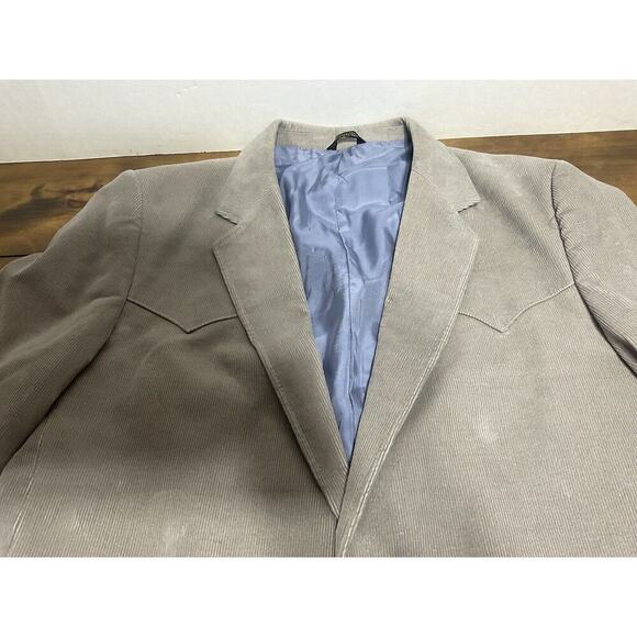 Brad Whitney Western Mens 44L Gray Light Blue Corduroy Sports Coat Jacket Blazer - Picture 5 of 16